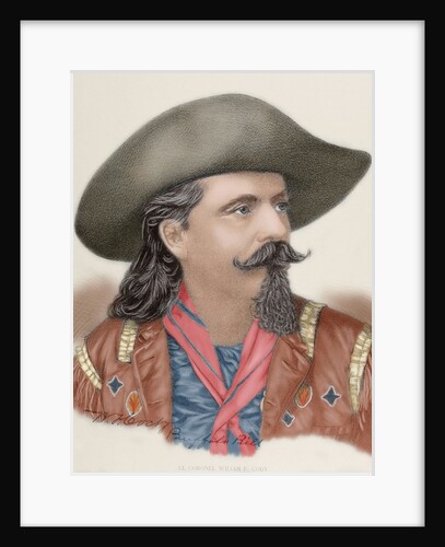 Buffalo Bill (1845-1917). Engraving. Colored. by Anonymous