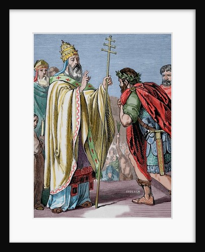 Pope John I (470-526). Colored engraving. by Anonymous