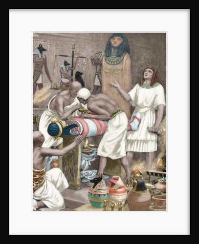 Mummification. Anciet Egypt. Engraving. 19th century. Colored. by Anonymous