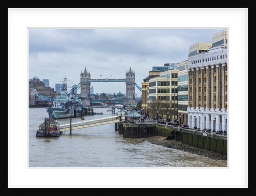 The Thames river, the HMS Belfast, a Royal Navy light cruiser, and the Tower Bridge by Anonymous