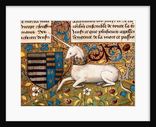 Unicorn and coat of arms, 15th century by Anonymous