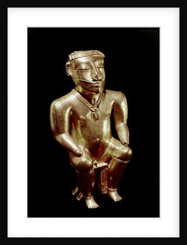 Quimbaya anthropomorphic figure of a seated man by Anonymous