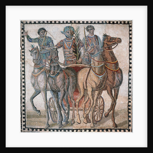 Roman mosaic with charioteer in a quadriga by Anonymous