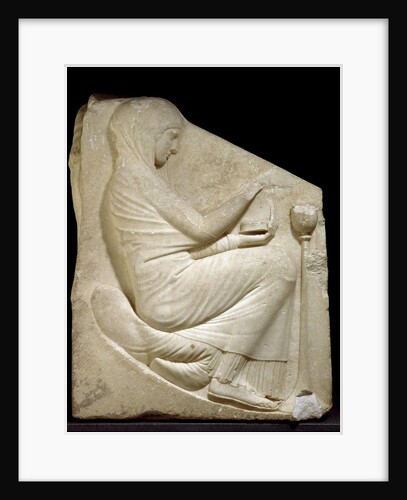 Detail of Ludovisi Throne depicting a woman placing incense in a Thymiaterion by Anonymous