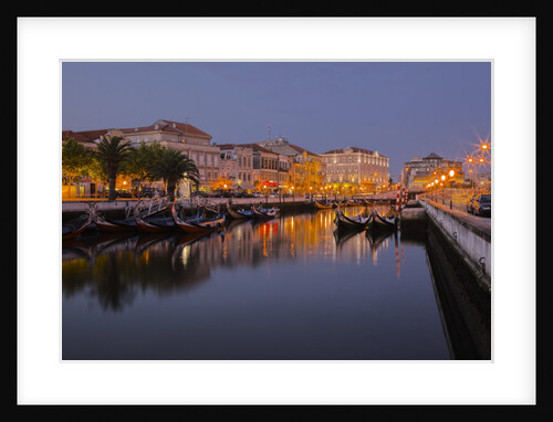 Moliceiro Boats Along the main canal of Averio With Night Lights by Anonymous