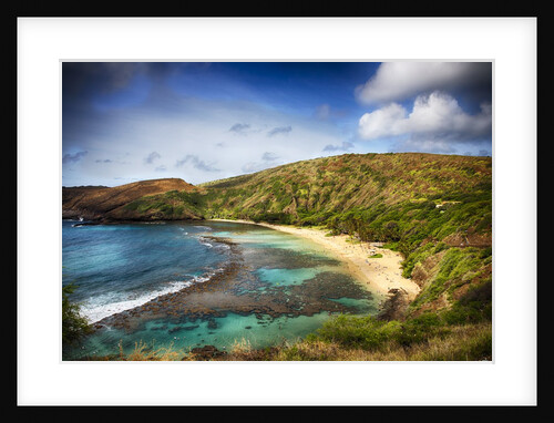 View of Hanauma Bay with Travelers enjoying the beach by Anonymous