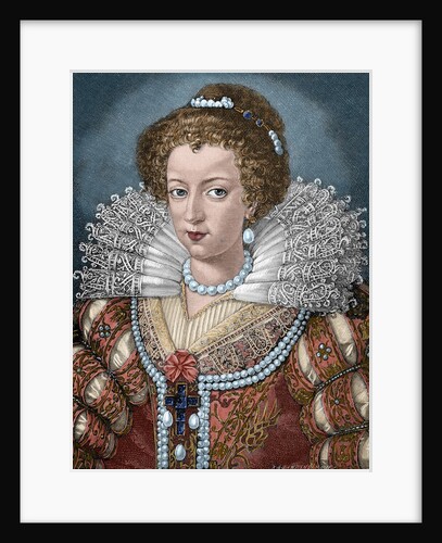 Elisabeth of Austria (1554-1592). Engraving. Colored. by Anonymous