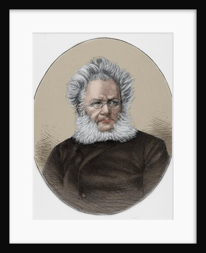 Henrik Ibsen (1828-1906). Engraving. Colored. by Anonymous