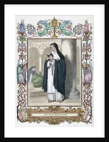Saint Agnes of Montepulciano (1268-1317). Engraving. Colored. by Anonymous