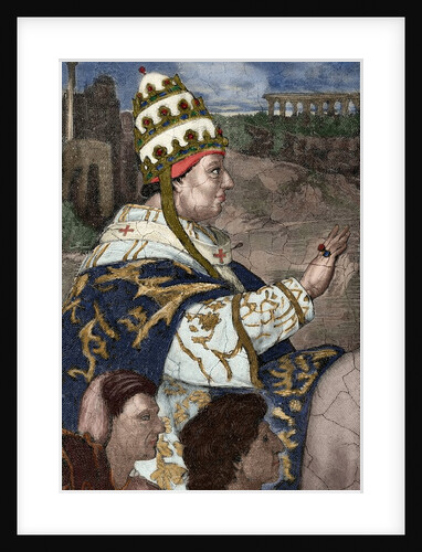 Pope Innocent III (1161-1216). Engraving. Colored. by Anonymous