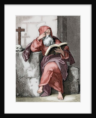 Saint Isaac of Cordoba (d. 851). Engraving. Colored. by Anonymous
