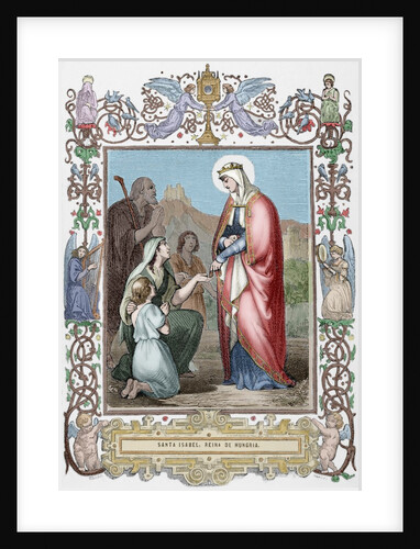 Saint Elizabeth of Hungary (1207-1231). Engraving. Colored. by Anonymous