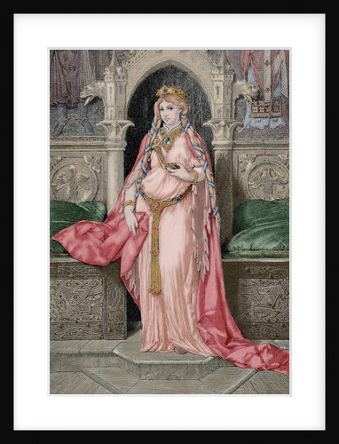 Iseult of Ireland. Engraving. Colored. by Anonymous