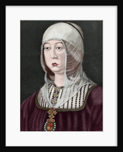 Isabella I of Castile (1451-1504). Engraving. Colored. by Anonymous
