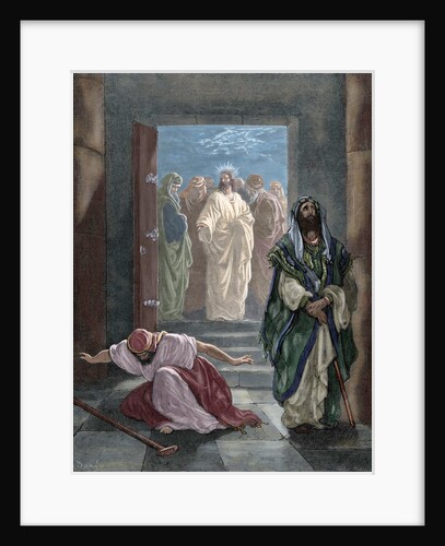 Parable of the Pharisee and the Publican. Engraving. Colored. by Anonymous