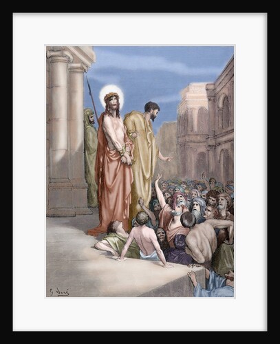 Jesus presented to the people. Engraving. 19th century. Colored. by Anonymous