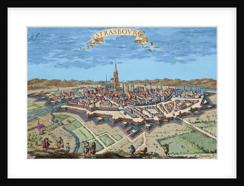 France. Strasbourg. Engraving. 17th century. Colored. by Anonymous