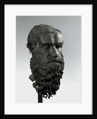 Ancient Greek bronze head of an old man with long beard (philosopher of Porticello) by Anonymous
