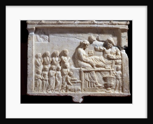 Ancient Greek marble relief depicting a banquet by Anonymous