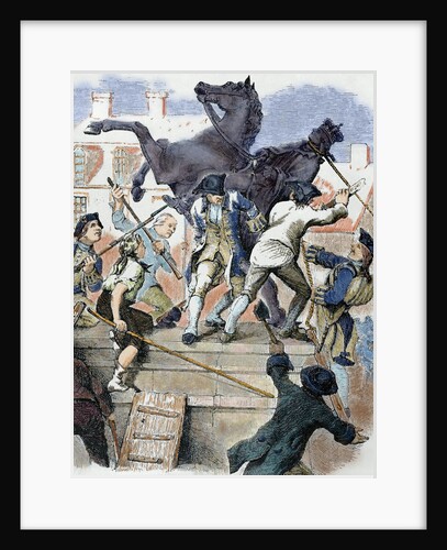 American revolutionaries toppling statue of King George III by Anonymous