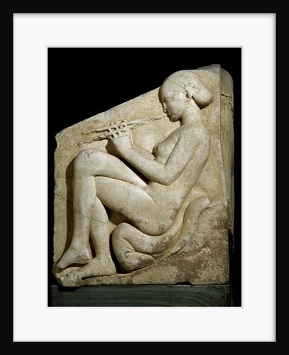 Panel of Ludovisi Throne : A naked woman playing a flute by Anonymous