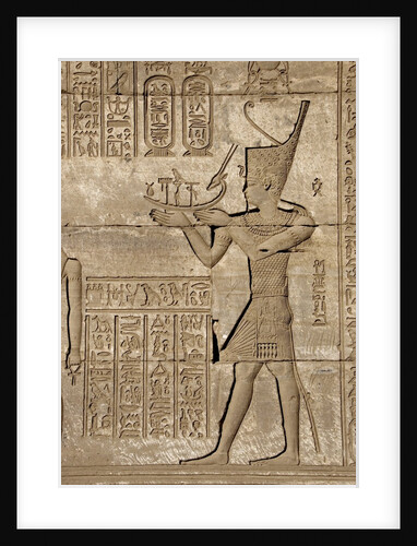 Ancient Egyptian sunken relief depicting man carrying a symbolic bark, detail of a Roman mammisi by Anonymous