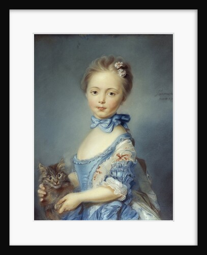 A Girl with a Kitten attributed to Jean-Baptiste Perronneau by Anonymous