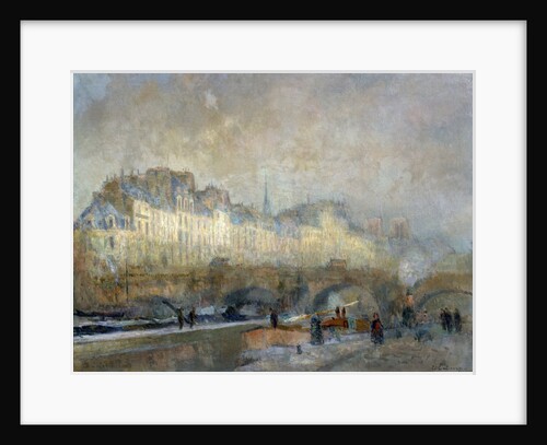 Paris, l'Ecluse de La Monnaie, winter sun, or view of the Pont-Neuf and the Ile de la Cite by Albert Lebourg