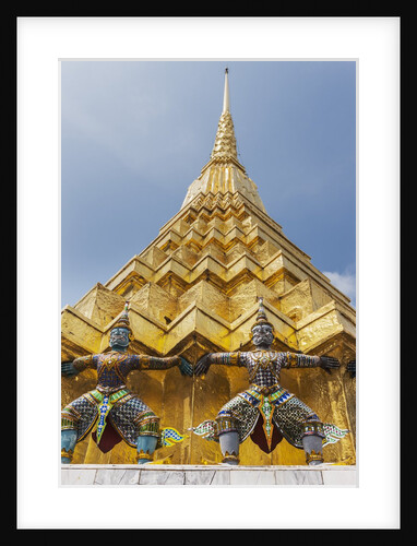 Grand Palace Complex, Wat Phra Kaew Temple (Temple of the Emerald Buddha), demon guardians and a Golden Chedi (stupa) by Anonymous