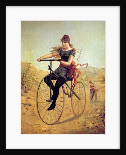 History of the bicycle : woman pedaling her bicycle by Anonymous