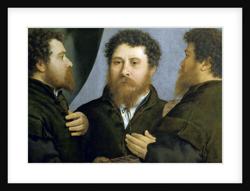 Portrait of a goldsmith in three views by Lorenzo Lotto