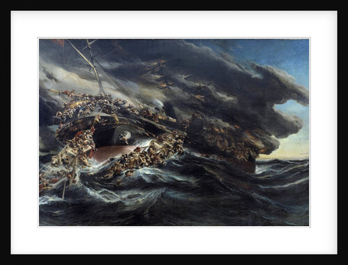 The fire of the steamer Austria by Eugene Isabey