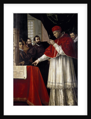 Michelangelo presents his model of San Lorenzo to Leo X by Jacopo da Empoli