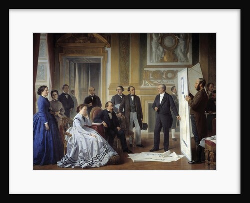 The architect Louis Visconti submits to Napoleon III the plan of the new Louvre by Jean-Baptiste-Ange Tissier