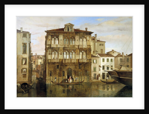 Marie Taglioni boarding a gondola in front of her palace in Venice by Carlo Ferrari