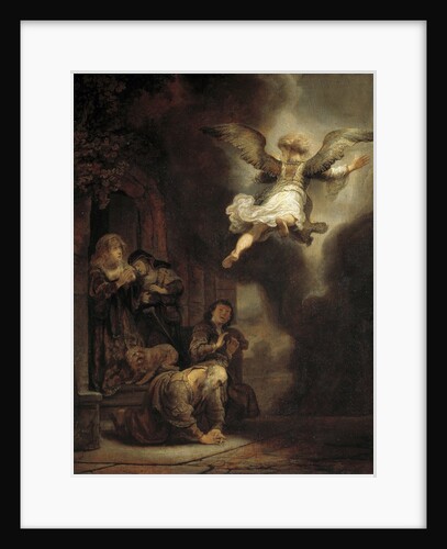 The archangel Raphael leaving the family of Tobias by Rembrandt