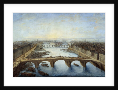 Panoramic view of Paris over the Pont Royal by Charles Grevenbroeck