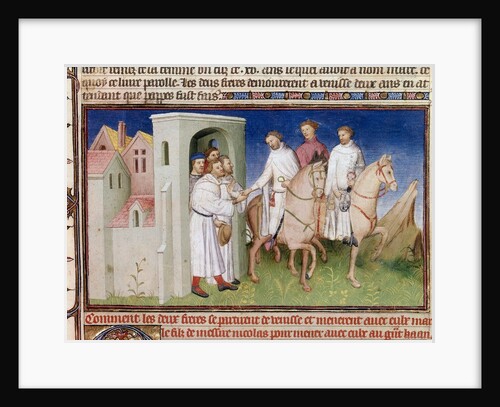 Niccolo, Matteo and Marco Polo say goodbye to their familiy at the city gate of Venice by Anonymous