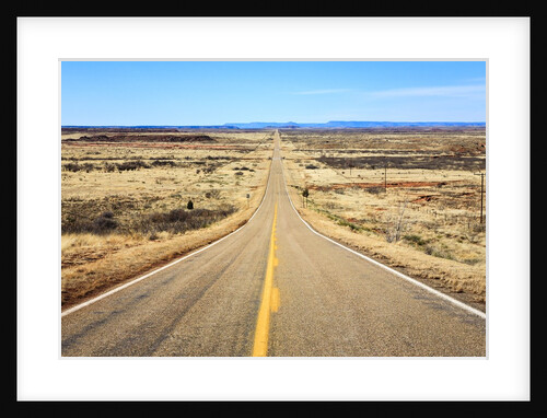 Long desert road stretching into the distance. by Anonymous