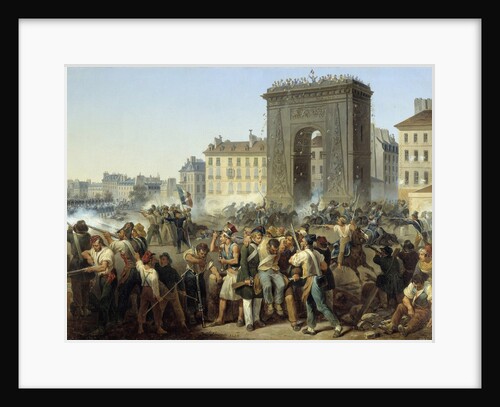 Fight at the Porte Saint Denis, 28 July 1830 by Hippolyte Lecomte