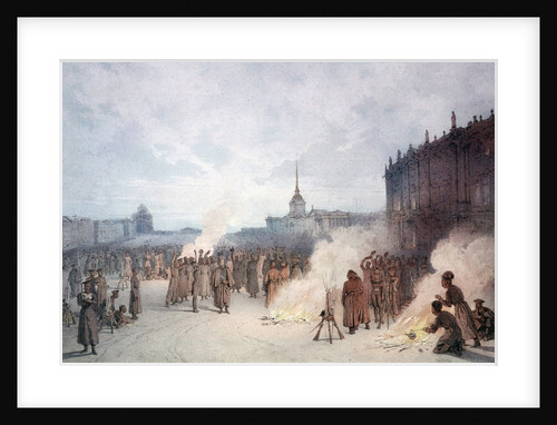Tsar Nicholas I and his soldiers during the Decembrists' revolt by Anonymous