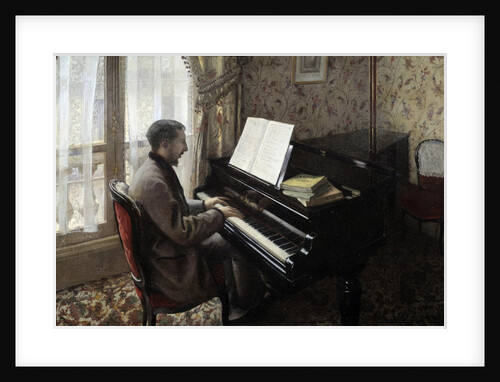 Young man playing the piano by Gustave Caillebotte