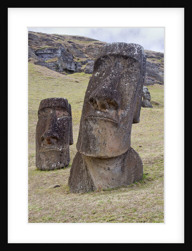 Statues called moais at Rano Raraku by Anonymous