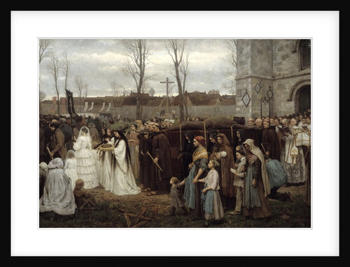 Erecting a Calvary. Procession in front of a Breton church by Jules Breton