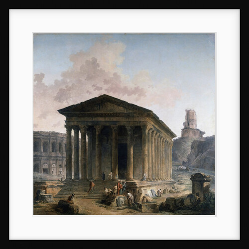 The Maison Carree, the Amphitheater and the Tour Magne in Nimes by Hubert Rober