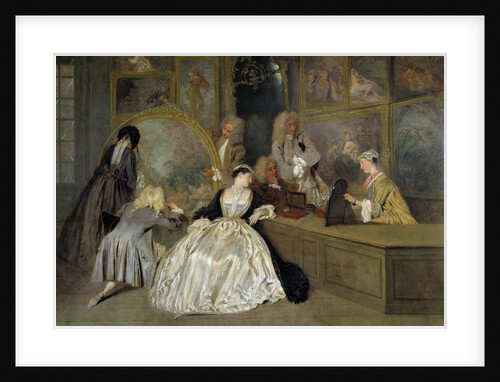 The choice. Right detail of the "The Shop Sign of Gersaint" by Jean Antoine Watteau