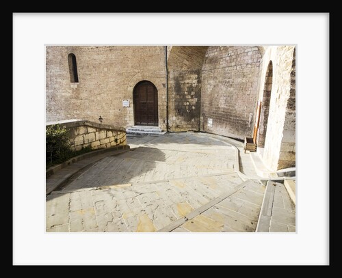 Stairs winding down hill in Old Town of Gubbio by Anonymous