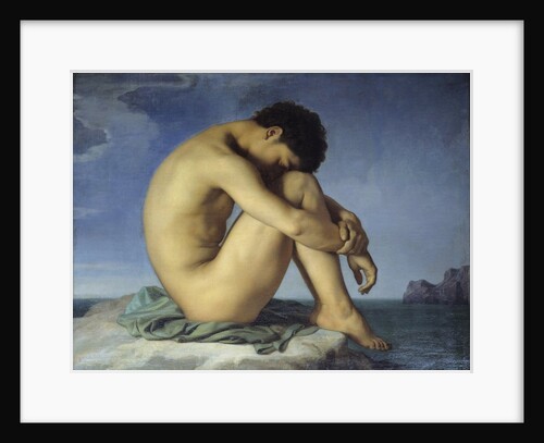 Nude Youth Sitting by the Sea by Hippolyte Flandrin