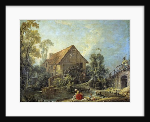 The Mill. A woman washing clothes in the stream by Francois Boucher