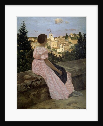 The pink dress or View of Castelnau-le-Lez by Jean Frederic Bazille